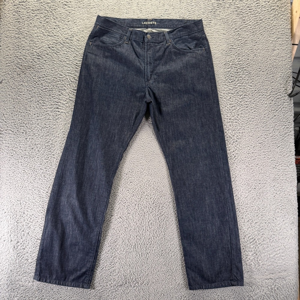 Lacoste Jeans Men's 36x32 Blue Cotton Denim Straight Leg Workwear Streetwear